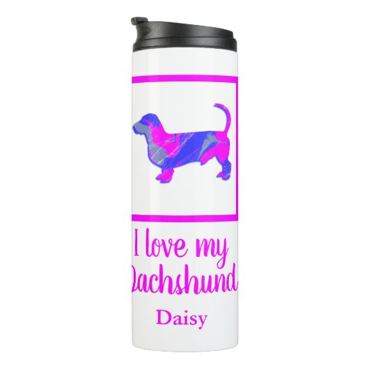Bouteilles Isothermes Dachshund / Daxie Dog Hot rose & Blue Silhouette (Tourné sur la droite)