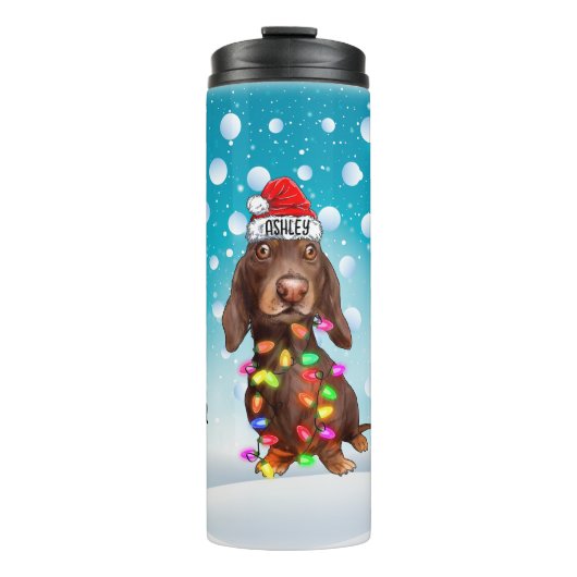 Bouteilles Isothermes Dachshund Head Santa Hat (Devant)