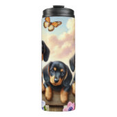 Bouteilles Isothermes Dachshunds dans un jardin de printemps (Devant)