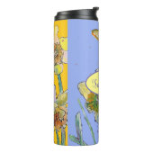 Bouteilles Isothermes Daffodil Peinture Aquarelle Jaune Violet fleuri (Tourné sur la gauche)