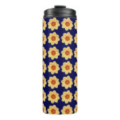 Bouteilles Isothermes Dahlia jaune motif floral sur bleu (Devant)
