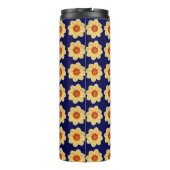 Bouteilles Isothermes Dahlia jaune motif floral sur bleu (Dos)