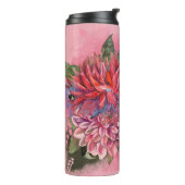 Bouteilles Isothermes Dahlia rose Fleurs Vintages (Tourné sur la gauche)