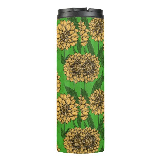 Bouteilles Isothermes Dahlias en jaune et vert (Dos)