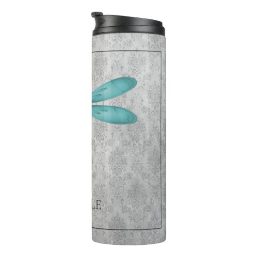 Bouteilles Isothermes Damas de libellule turquoise (Tourné sur la droite)