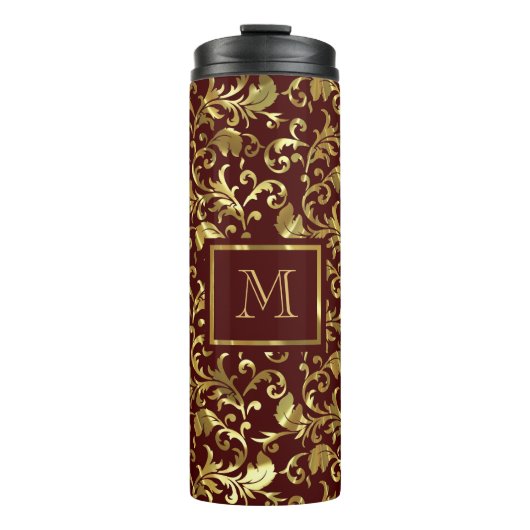 Bouteilles Isothermes Damas d'or sur Arrière - plan Brown (Devant)