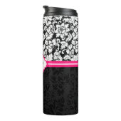 Bouteilles Isothermes Damas Noir Et Blanc Monogrammes (Tourné sur la droite)