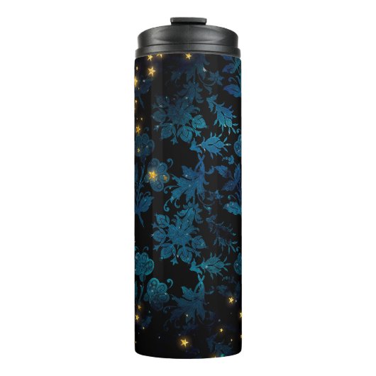 Bouteilles Isothermes Damas noir et bleu (Devant)
