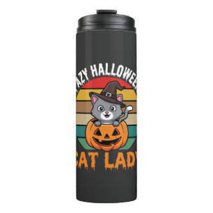 Bouteilles Isothermes Dame de chat Halloween Sorcière Citrouille Design