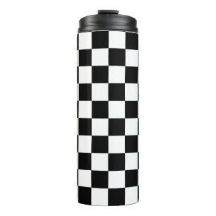 Bouteilles Isothermes Damier Noir et Blanc Échiquier Rétro