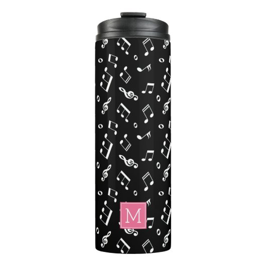 Bouteilles Isothermes Dancing Music Notes Motif et Monogramme rose (Devant)