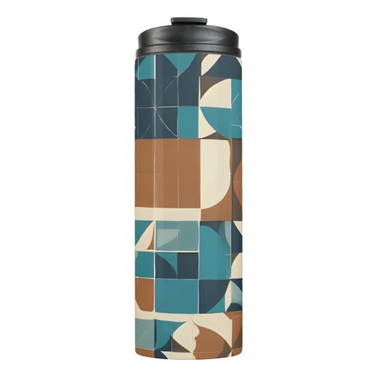 Bouteilles Isothermes Dark Blue, Teal, Brown, and Tan Geometric Pattern (Devant)