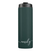 Bouteilles Isothermes Dark Green Modern Script Nom du monogramme (Devant)