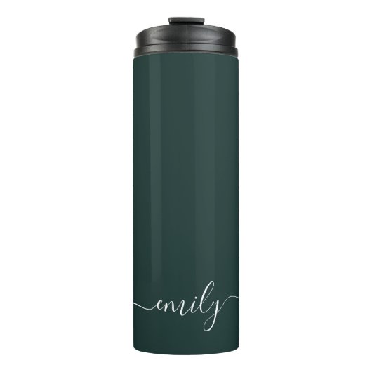 Bouteilles Isothermes Dark Green Modern Script Nom du monogramme (Devant)