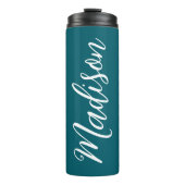 Bouteilles Isothermes Dark Turquoise Blanc manuscrit Script personnalisé (Devant)