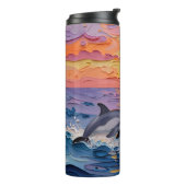 Bouteilles Isothermes Dauphins et vagues océaniques en impasto   (Tourné sur la gauche)