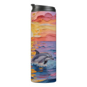 Bouteilles Isothermes Dauphins et vagues océaniques en impasto   (Tourné sur la droite)