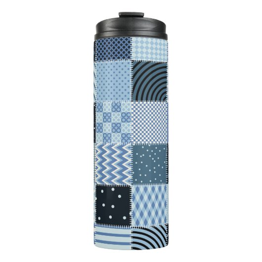 Bouteilles Isothermes Décor de courtepointe, patchwork géométrique, tons (Devant)