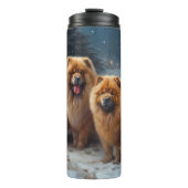 Bouteilles Isothermes Décor de Noël Chow Chow Snowy Sleigh (Devant)
