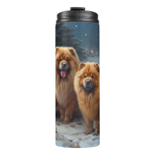 Bouteilles Isothermes Décor de Noël Chow Chow Snowy Sleigh (Devant)