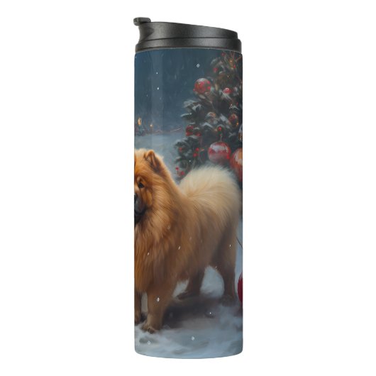 Bouteilles Isothermes Décor de Noël Chow Chow Snowy Sleigh (Tourné sur la droite)