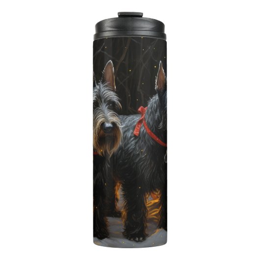 Bouteilles Isothermes Décor de Noël écossais Terrier Snowy Sleigh (Devant)