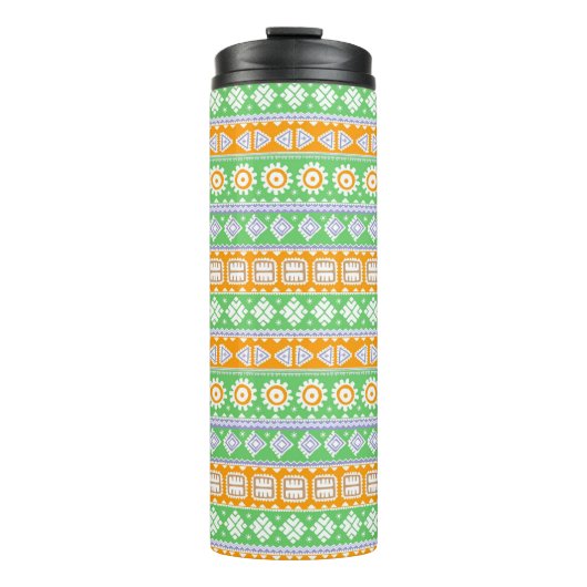 Bouteilles Isothermes Décor ethnique motif vert orange (Devant)
