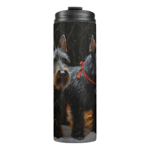 Bouteilles Isothermes Décoration de Noël Traîneau enneigé Terrier Écossa