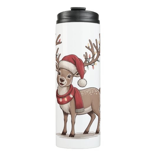 Bouteilles Isothermes Deer Animal Christmas Deer Santa Hat Xmas  (Devant)