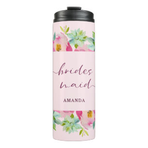 Bouteilles Isothermes Demoiselle d'honneur Chic Blooms Menthe & Pêche Ro