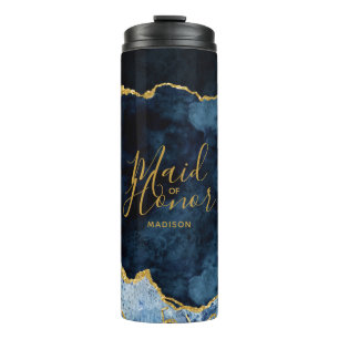 Bouteilles Isothermes Demoiselle d'honneur en marbre d'agate bleu marine