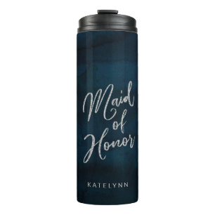 Bouteilles Isothermes Demoiselle d'honneur Navy Luster Bleu Foncé Monogr