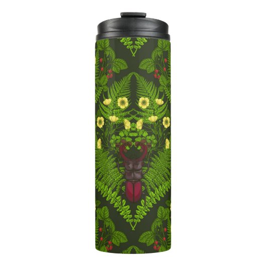 Bouteilles Isothermes Dendroctones et fougères, feuilles verts (Devant)