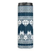 Bouteilles Isothermes Dentelle blanche rétro avec papillons sur un bleu (Dos)