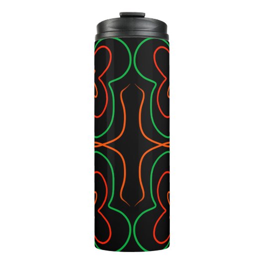 Bouteilles Isothermes Design Abstrait de fleurs vertes et oranges (Devant)