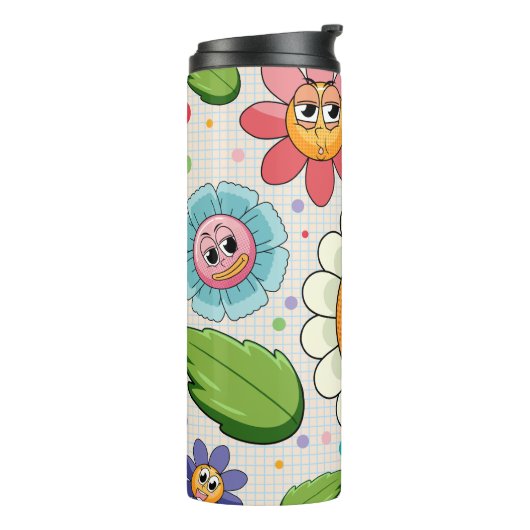 Bouteilles Isothermes Design arrière - plan transparent avec fleurs colo (Tourné sur la gauche)