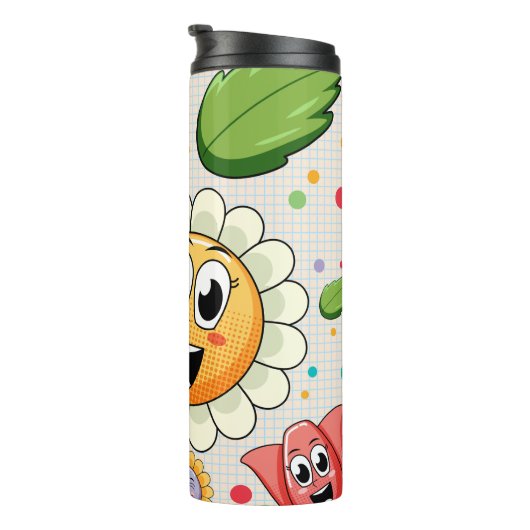 Bouteilles Isothermes Design arrière - plan transparent avec fleurs colo (Tourné sur la droite)