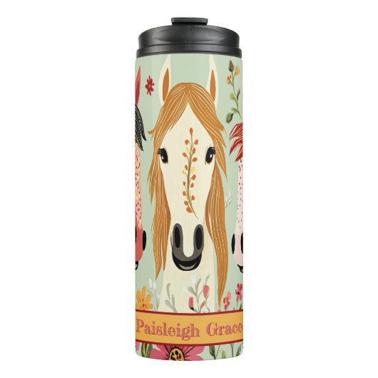 Bouteilles Isothermes Design de cheval floral Whimsical (Devant)