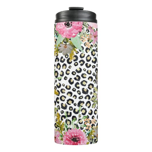 Bouteilles Isothermes Design Empreinte de léopard et floral élégant (Devant)