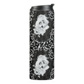 Bouteilles Isothermes Design gothique avec crâne et rose noir (Tourné sur la gauche)