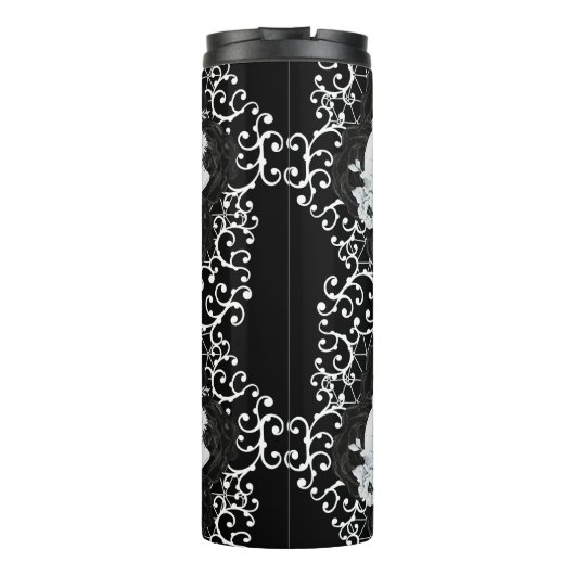 Bouteilles Isothermes Design gothique avec crâne et rose noir (Dos)