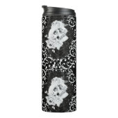 Bouteilles Isothermes Design gothique avec crâne et rose noir (Tourné sur la droite)