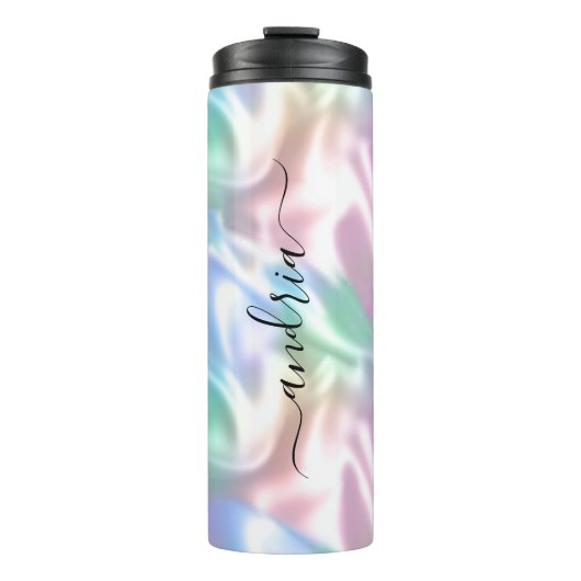 Bouteilles Isothermes Design Iridescente, nom de script noir (Devant)