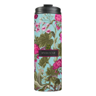 Bouteilles Isothermes Design scarf with geraniums and wild flowers. Tren