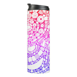 Bouteilles Isothermes Dessin abstrait carré de cercles ondulés multicolo