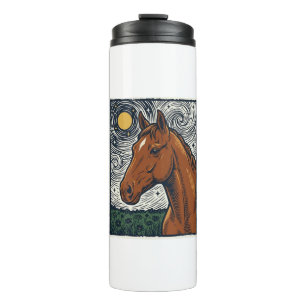 Bouteilles Isothermes Dessin artistique de cheval gravé vintage nuit éto