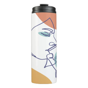 Bouteilles Isothermes dessin d'art affiche d'une femme buvant du café