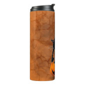 Bouteilles Isothermes Dessin d'Halloween au chat effrayé sur Citrouille (Tourné sur la gauche)