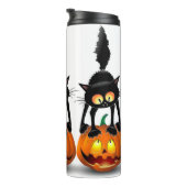 Bouteilles Isothermes Dessin d'Halloween au chat effrayé sur Citrouille (Tourné sur la droite)