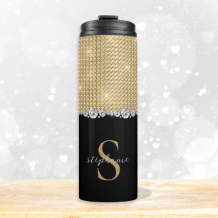 Bouteilles Isothermes Diamants Monogramme Or Noir Luxe Sophistiqué